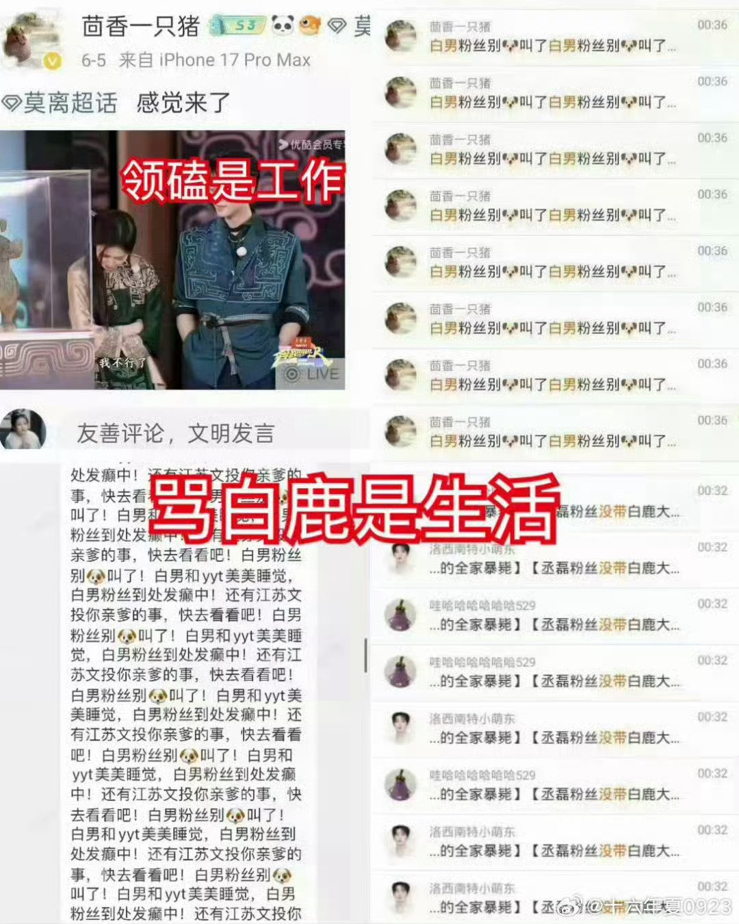 丞磊丞磊粉丝领磕是工作，🐎白鹿 是生活，活该被全屠阿～ 