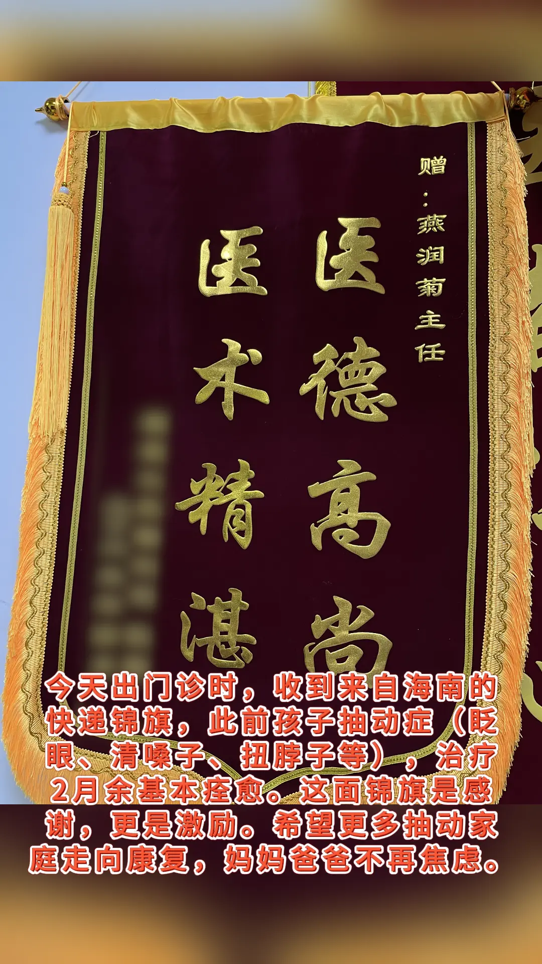 收到来自海南的锦旗。
