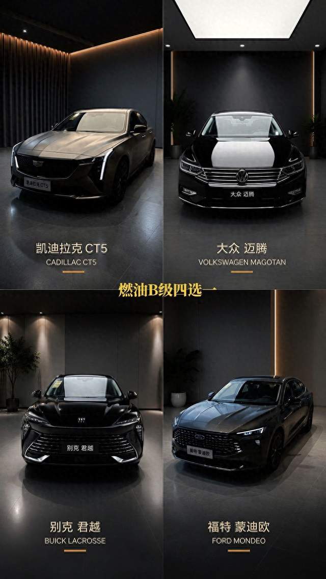 四款主流燃油B级轿车横评：CT5、迈腾、君越、蒙迪欧