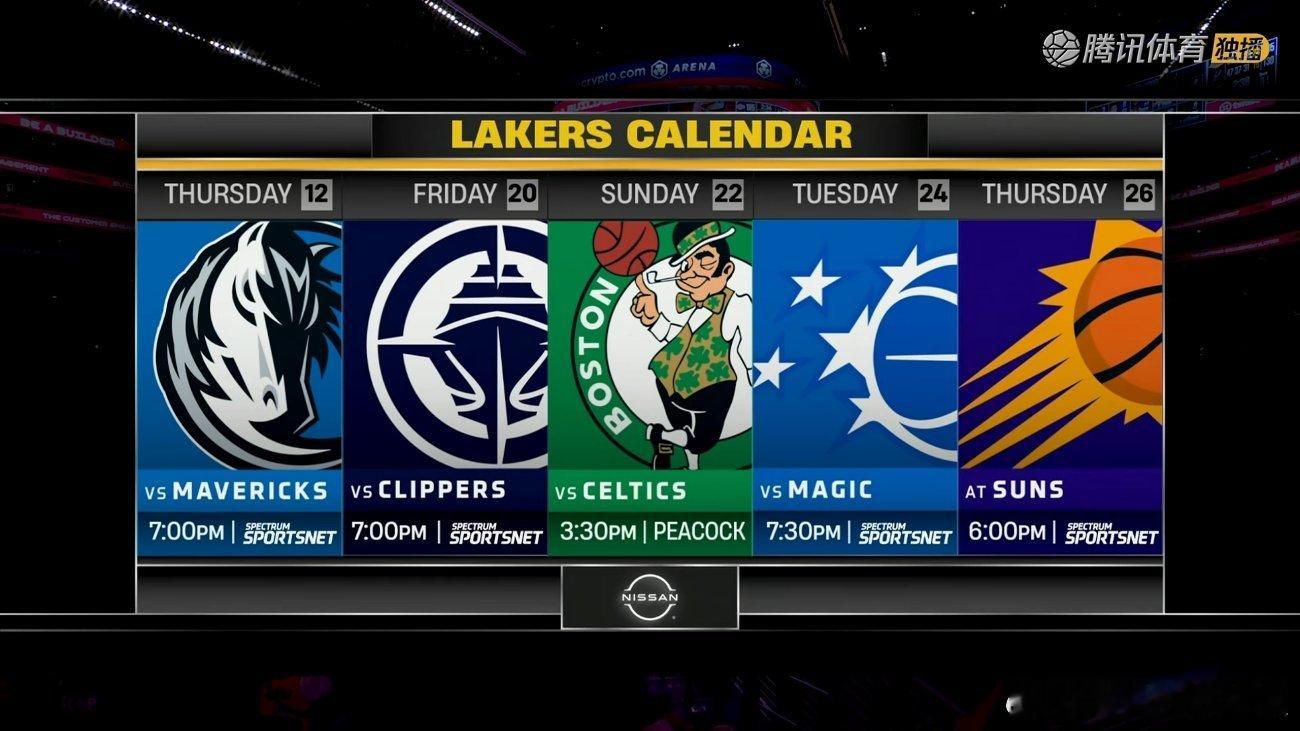 难度逐渐上升！湖人未来5场对手：独行侠、快船、凯尔特人、魔术、太阳，4主1客马刺