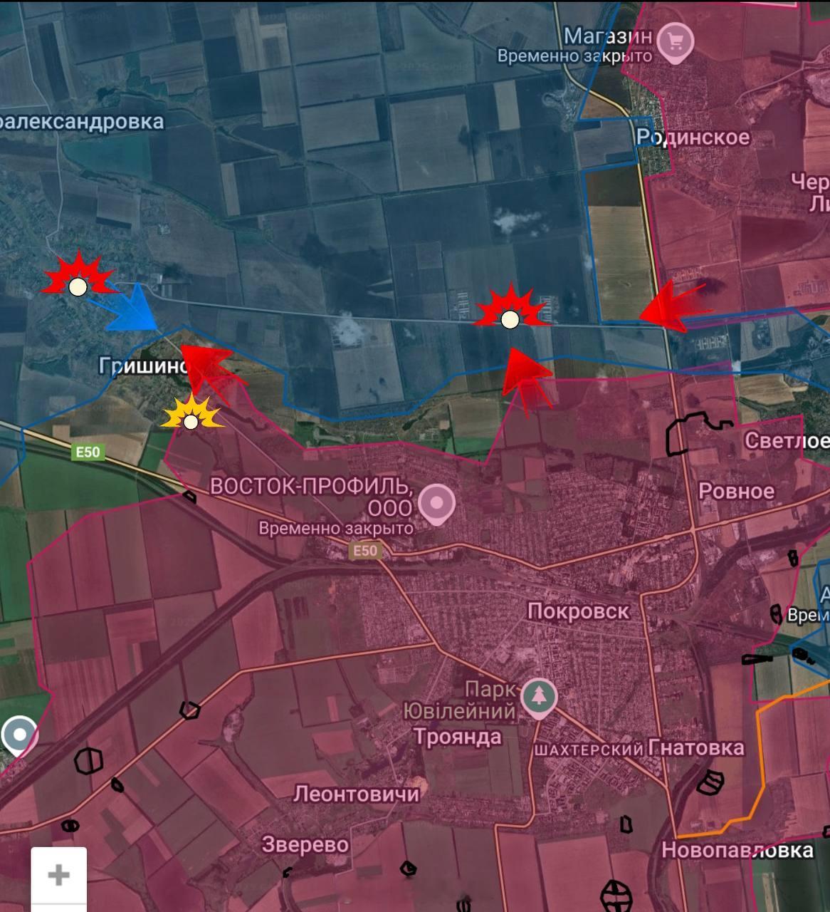 红军城方向。10日在红军城以北，俄军正在扩大对红军城-罗金西克公路沿线地区的控制
