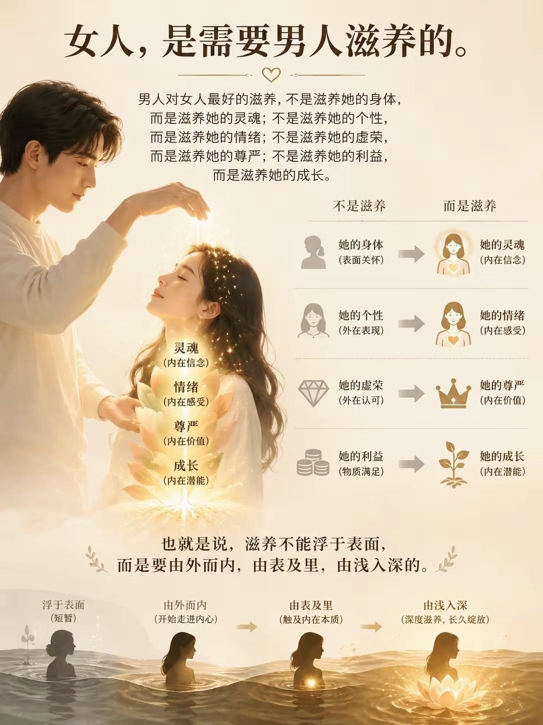 真正滋养女人的从不是物质，而是情绪尊重与长久陪伴

两性情感 婚姻感悟