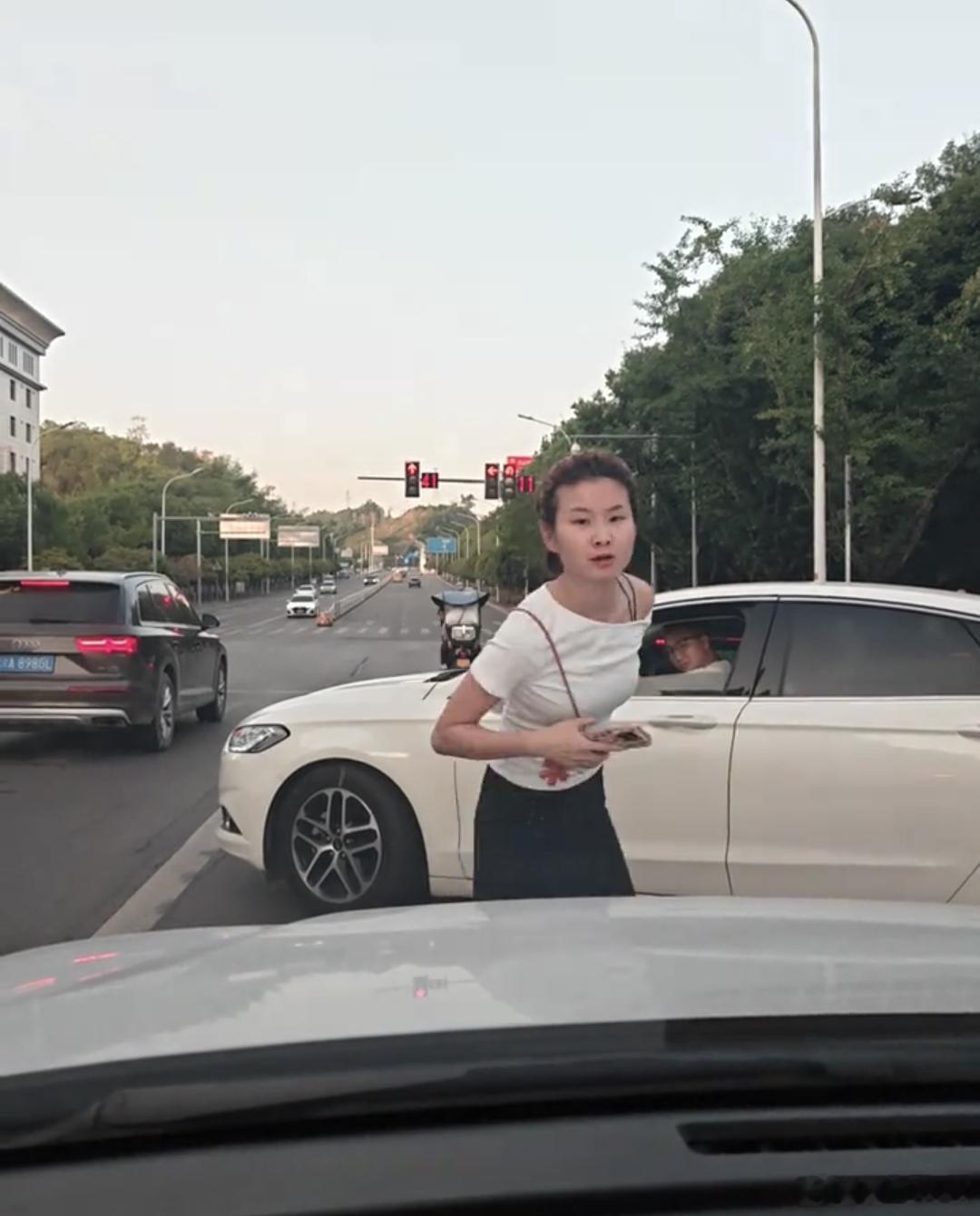 女子挡路加塞后吐口水挑衅  我一直理解不了为什么生活中会有一些人做错事了还理直气