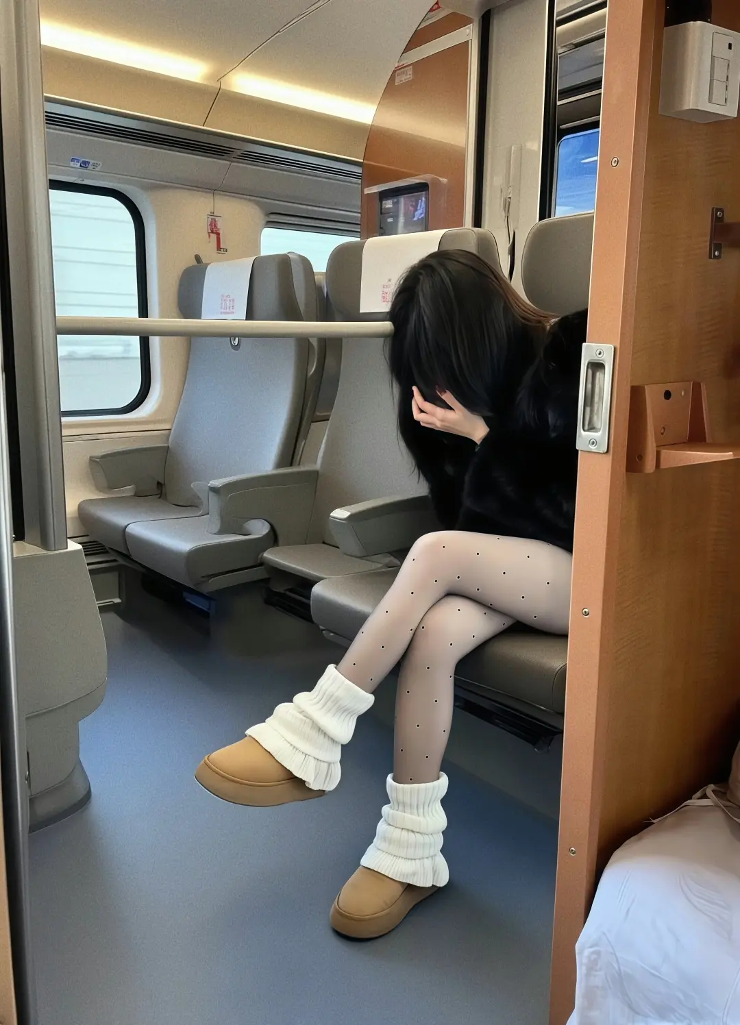 高铁上看到的 我小脑萎缩了
