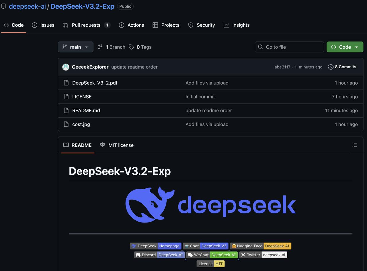 DeepSeek 发布 V3.2-Exp：引入稀疏注意力，长上下文效率革命

D