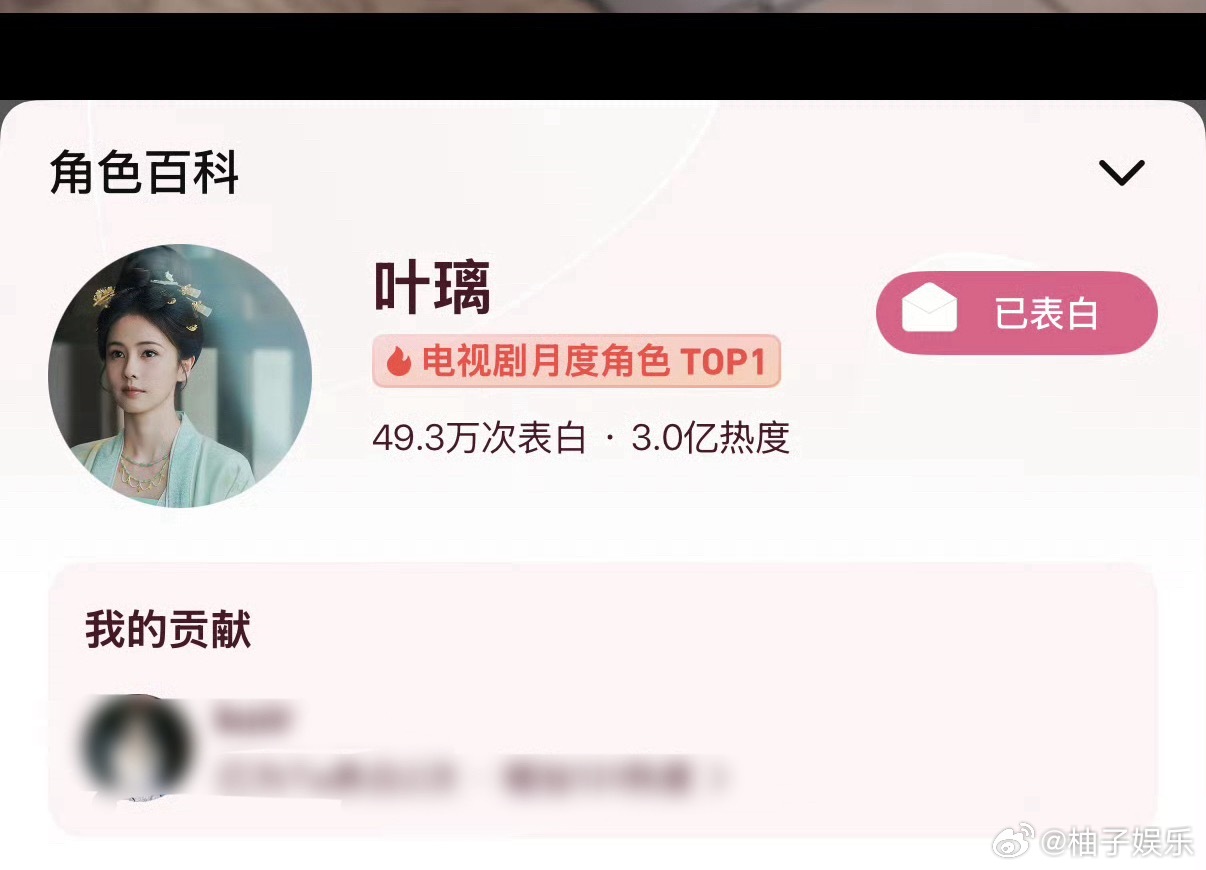 白鹿叶璃腾讯角色热度破3亿，恭喜白鹿，电视剧月度角色断层第一，成为腾讯热度最快破
