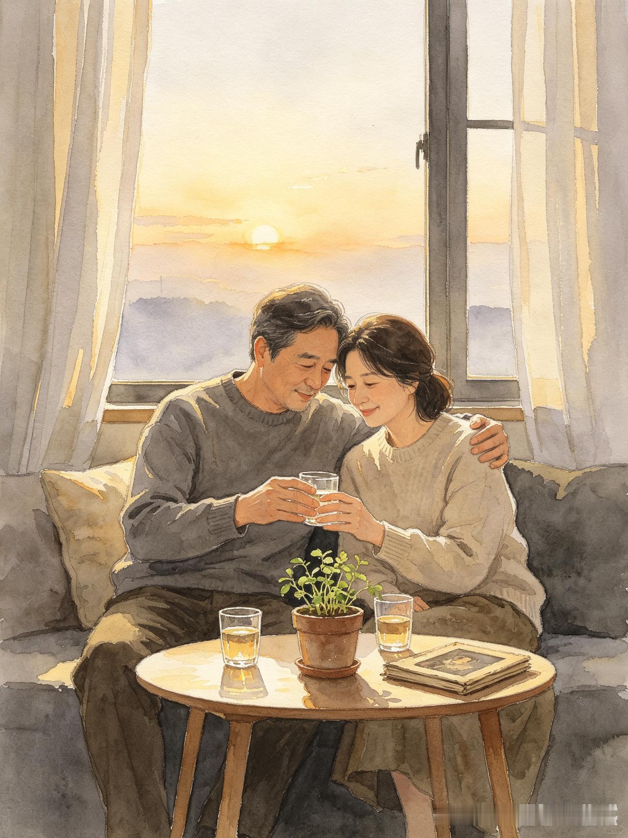 夕阳下的温馨时光，手牵手共度美好黄昏。好温馨啊🌅💕黄昏余晖图 温柔牵手的瞬间