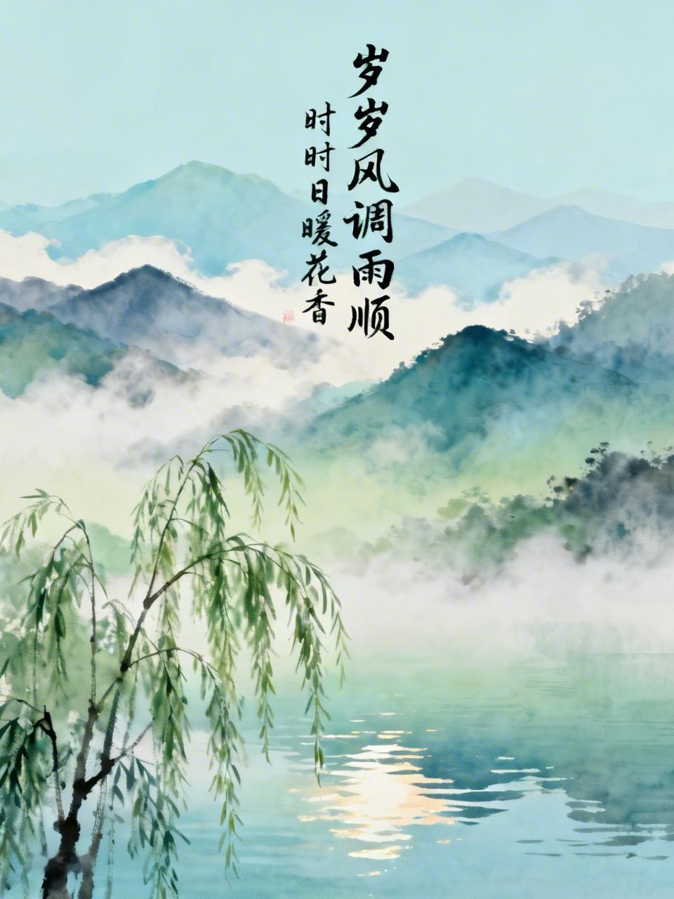 上联：岁岁风调雨顺
下联：时时日暖花香