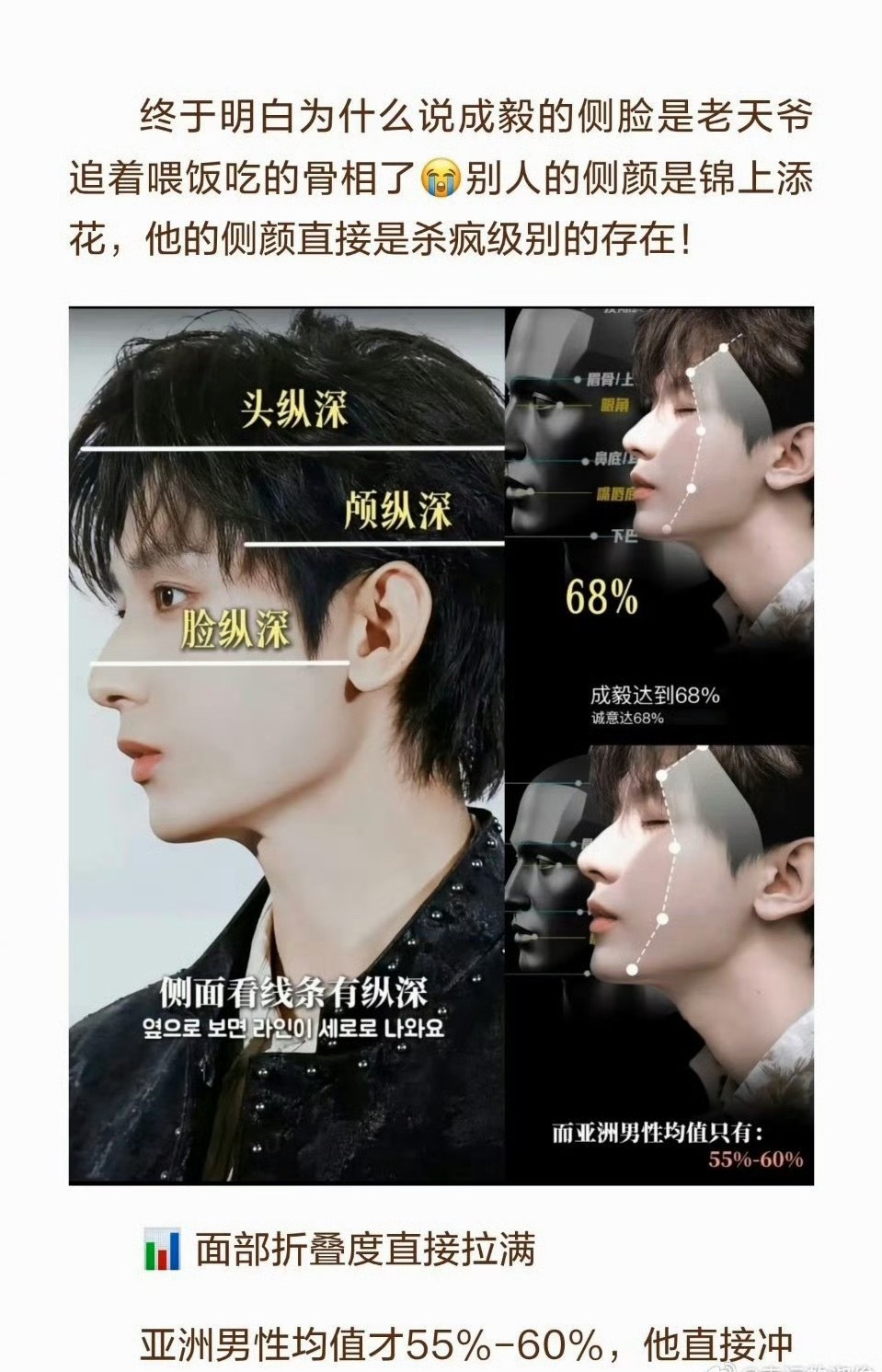我担怎么就这么完美呢，这面部折叠度太顶了。所以线下见过他的都惊为天人成毅