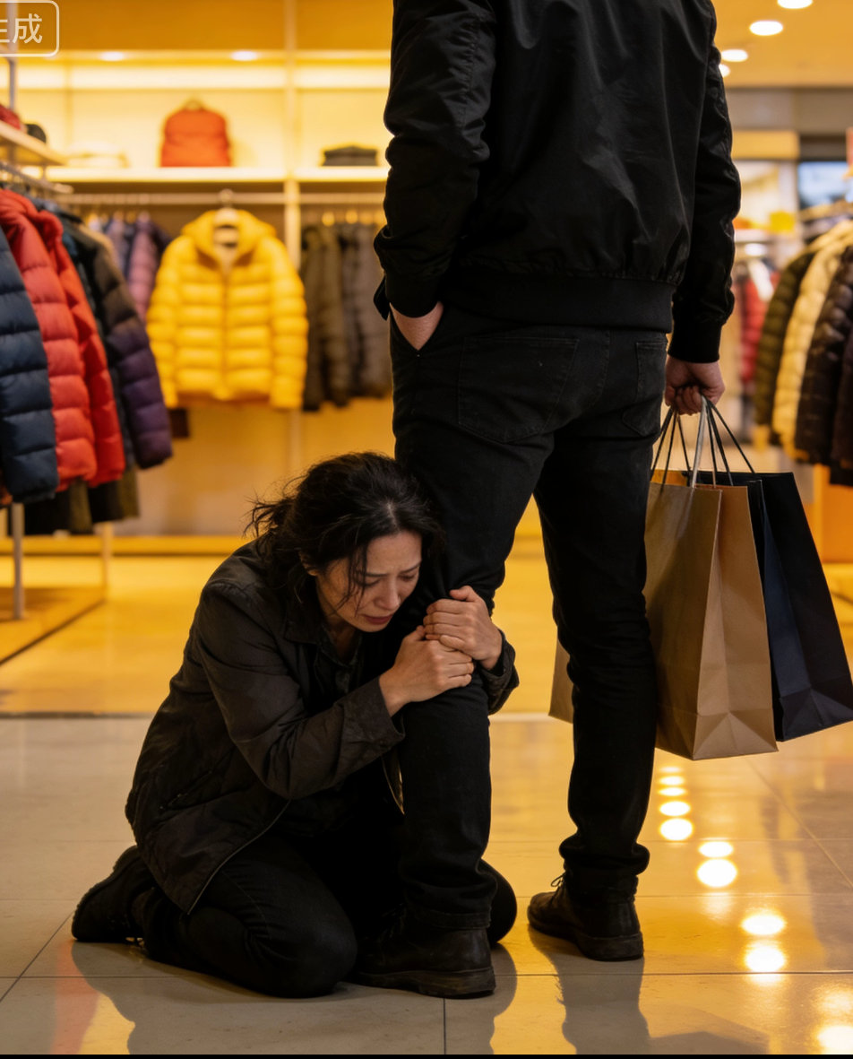 女子商场下跪求丈夫买羽绒服一件御寒的羽绒服，本是基础生活需求，却要靠卑微哀求换取
