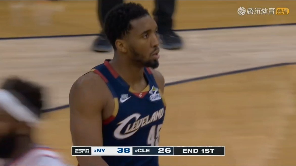 第一节骑士丢38分！！尼克斯命中率达55.6%，领先12分尼克斯vs骑士 NBA