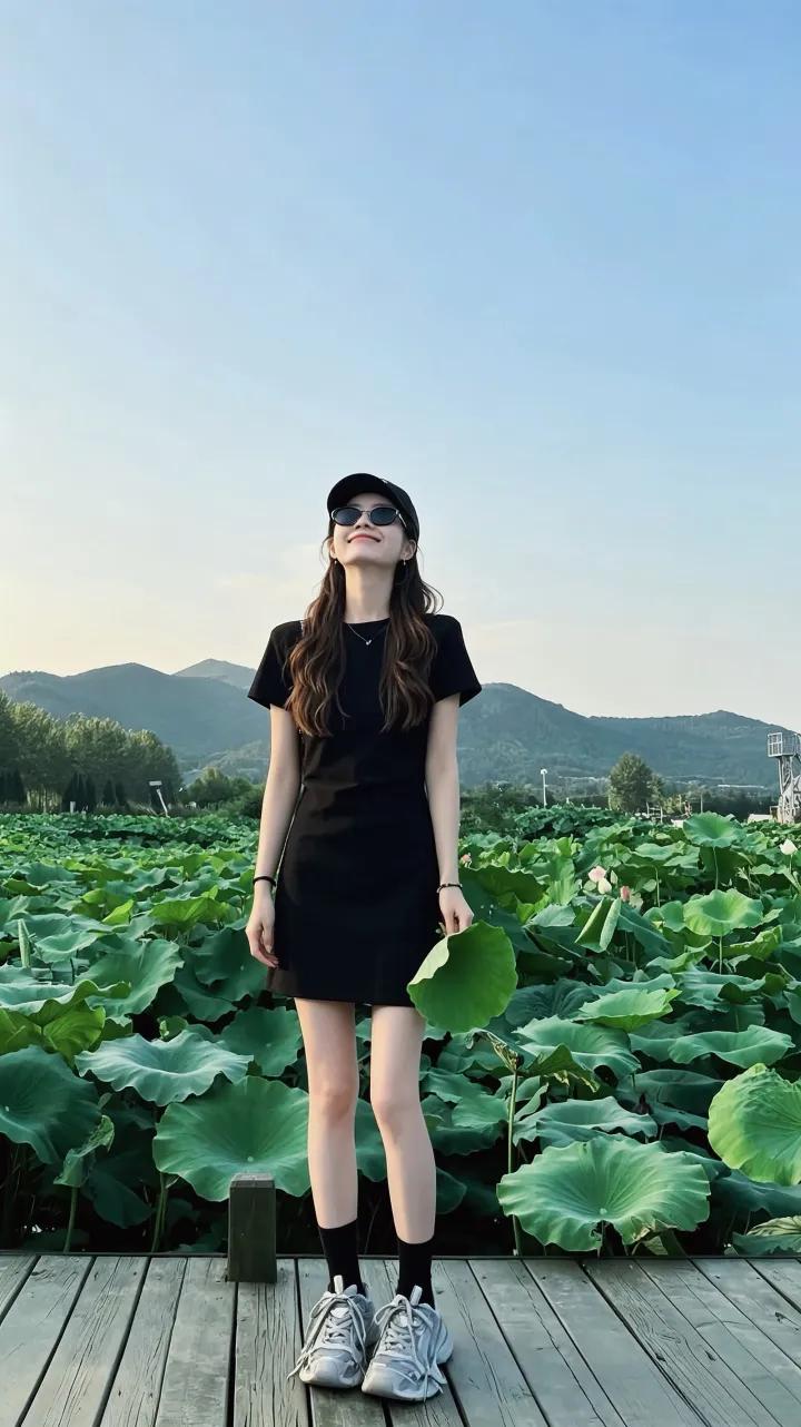 夏日穿搭指南：黑色连衣裙搭配运动鞋，清新自然，尽显夏日活力！🌞👗👟