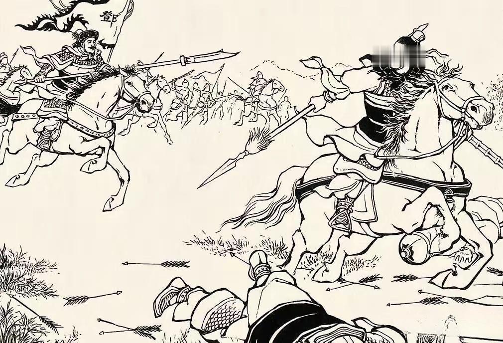 “小贼休得猖狂！老夫来也！” 一白发苍苍的老将军跃马横刀，人未到，声先...