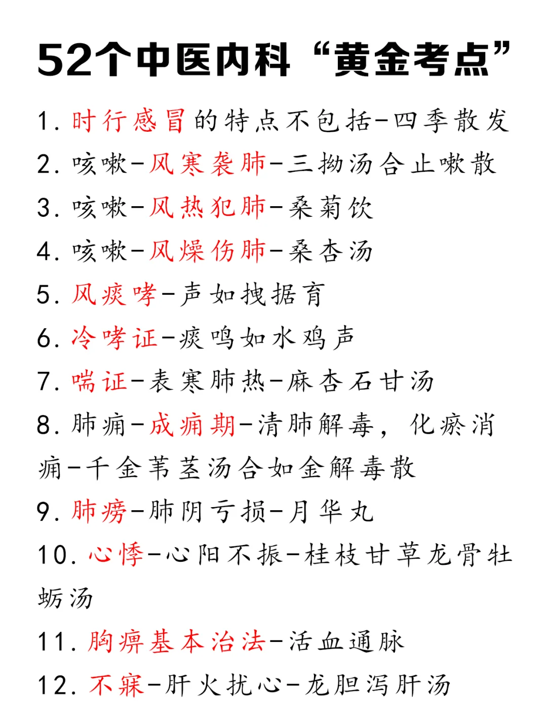 中医内科“黄金考点”，一背一个准❗️