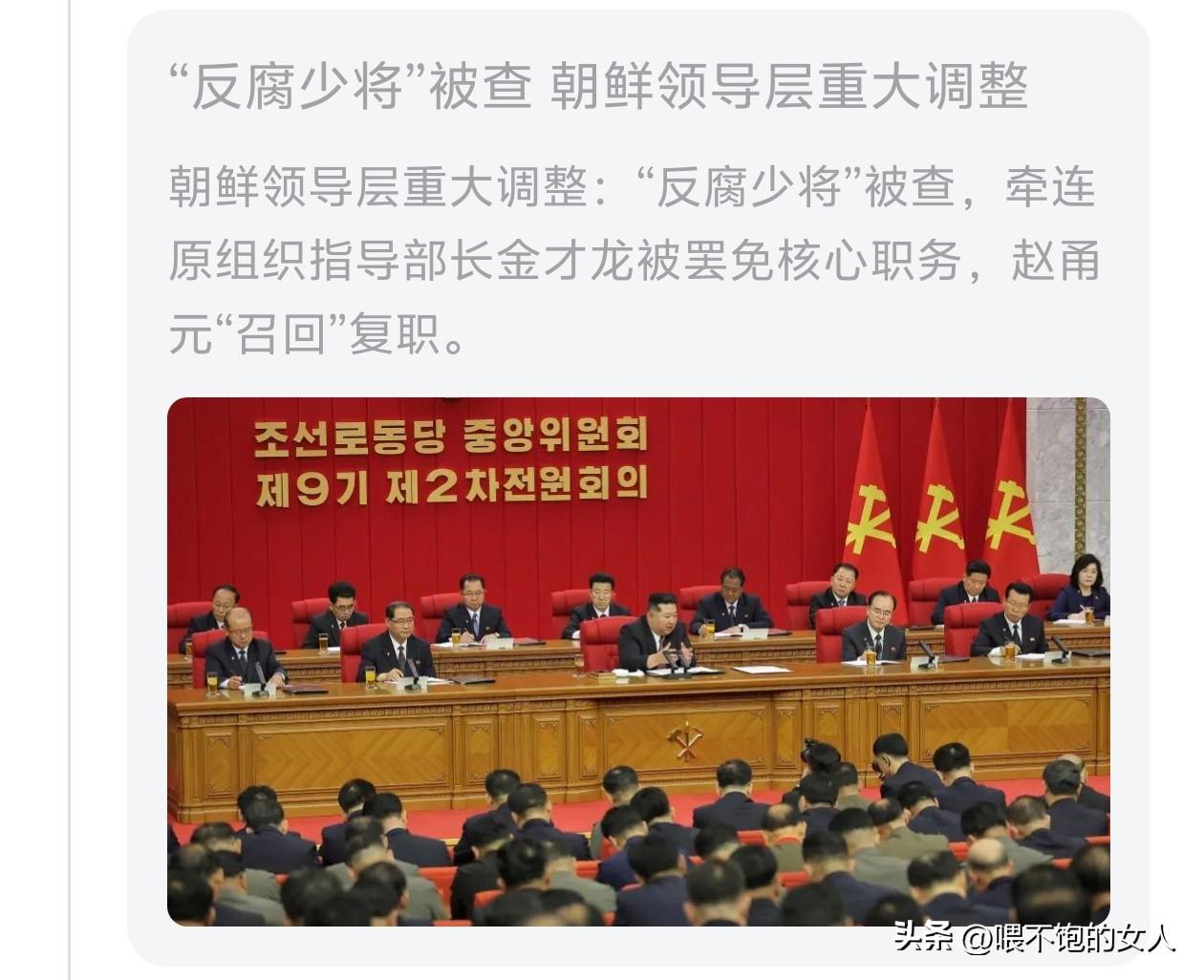 就在刚刚，看到朝鲜“反腐少将”被查，牵连原组织指导部长金才龙被罢免核心职务……（