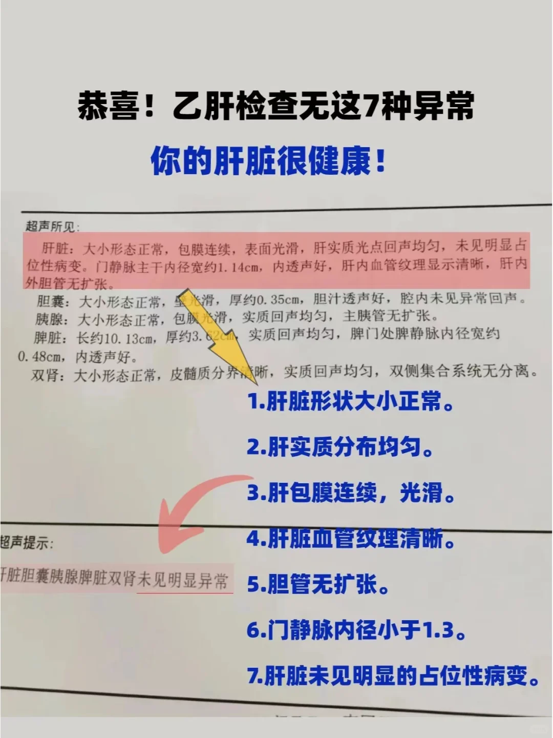 给大家看看正常肝脏彩超，7组关键数据！