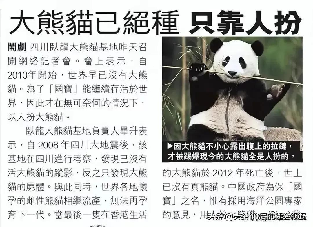 台媒揭露的真相，这世上早就已经没有大熊猫，现在大家看到的大熊猫都是人扮的[抠鼻]