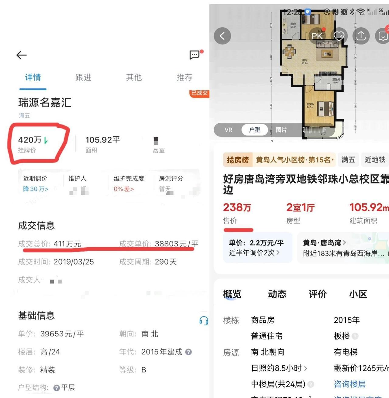 曾经400多万的房子，现在238万卖都卖不掉，这还是号称整个黄岛区，位置最好最高