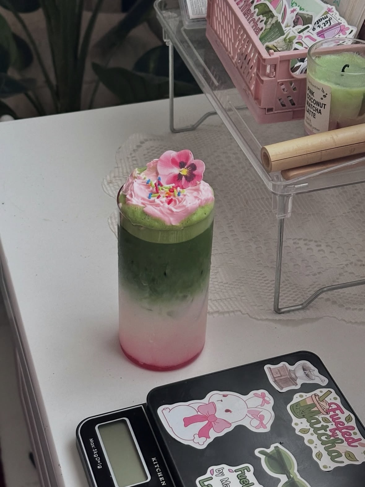 Pink matcha 🌷🍡✨💕🩷💖🌱 