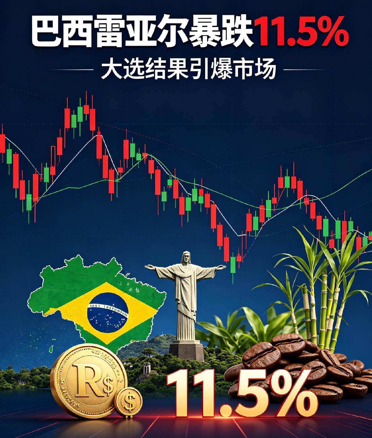 一夜暴跌11.5%！巴西雷亚尔遭遇重击，一场大选搅动拉美金融市场
 
当地时间1