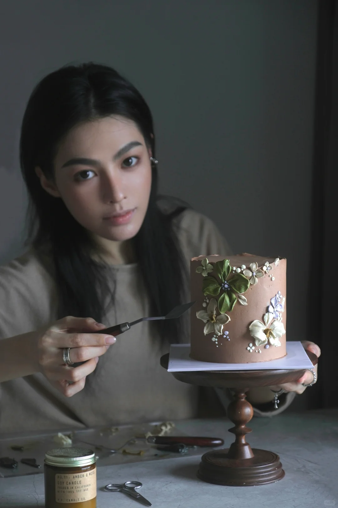 刮刀花课程迎来了一位特殊的学生