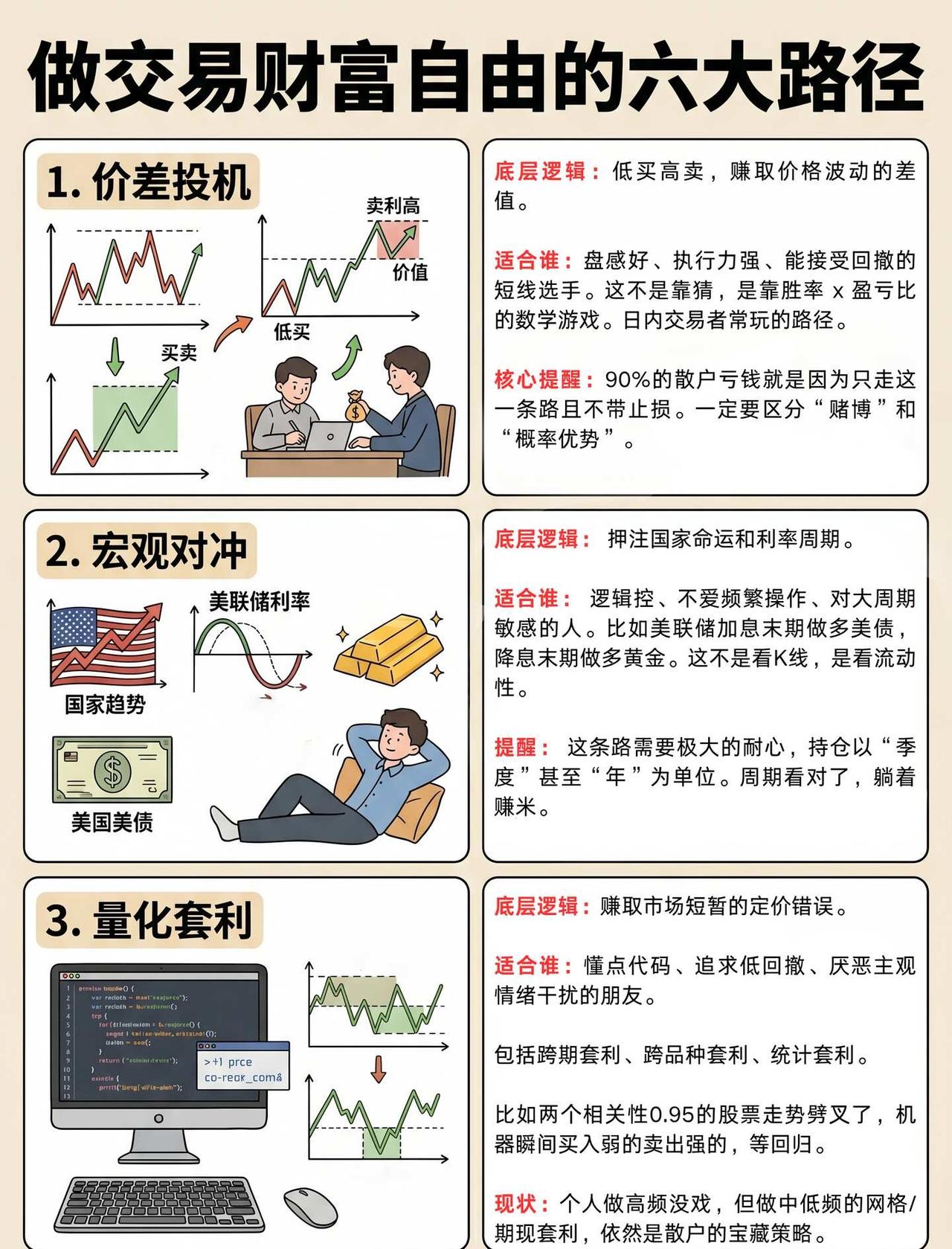 【FOCA】做交易财富自由的六大路径
[一]价差投机
[二]宏观对冲
[三]量化