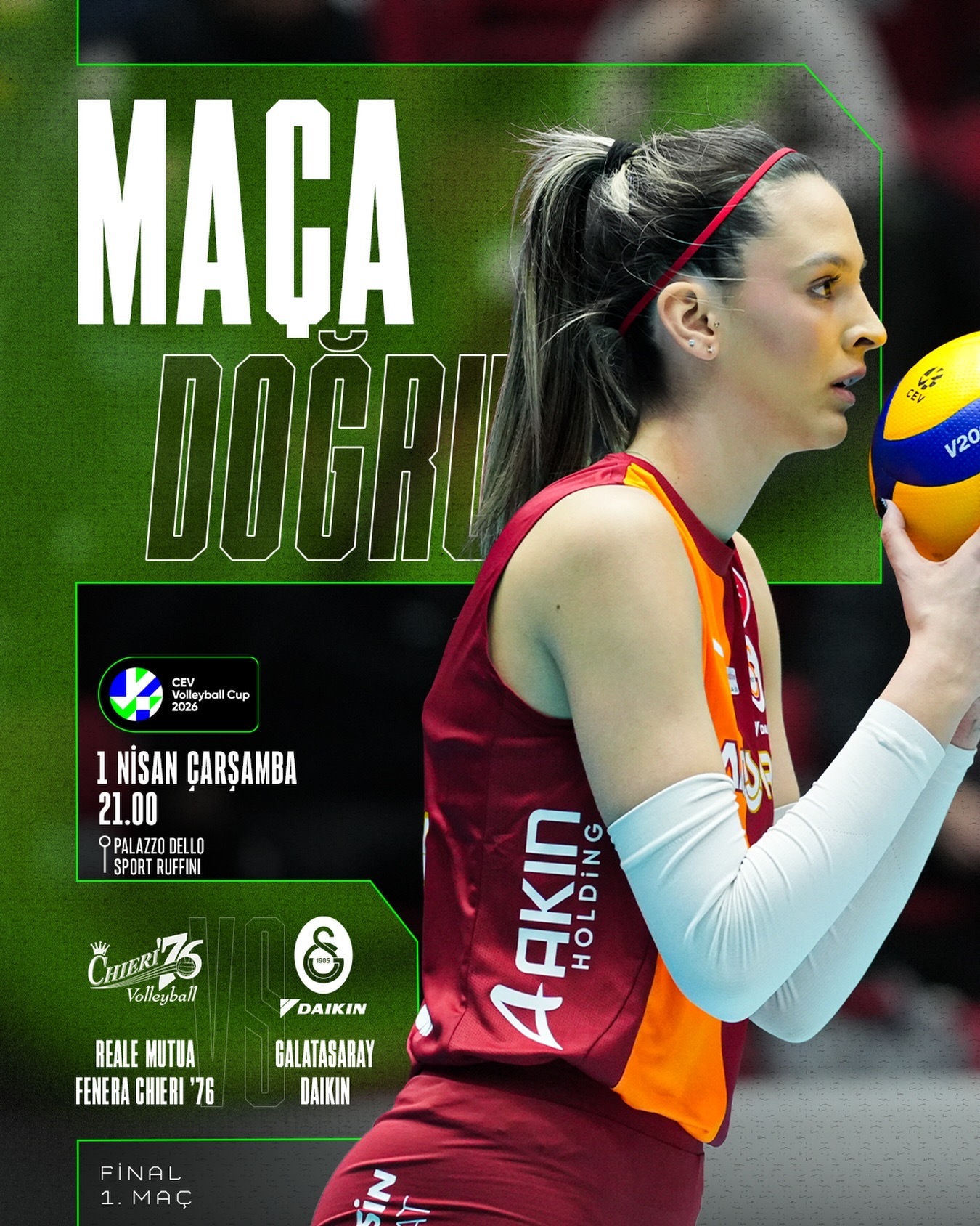 明天凌晨，欧联杯决赛第一回合，基耶里坐镇主场（都灵），迎战王媛媛效力的加拉塔萨雷