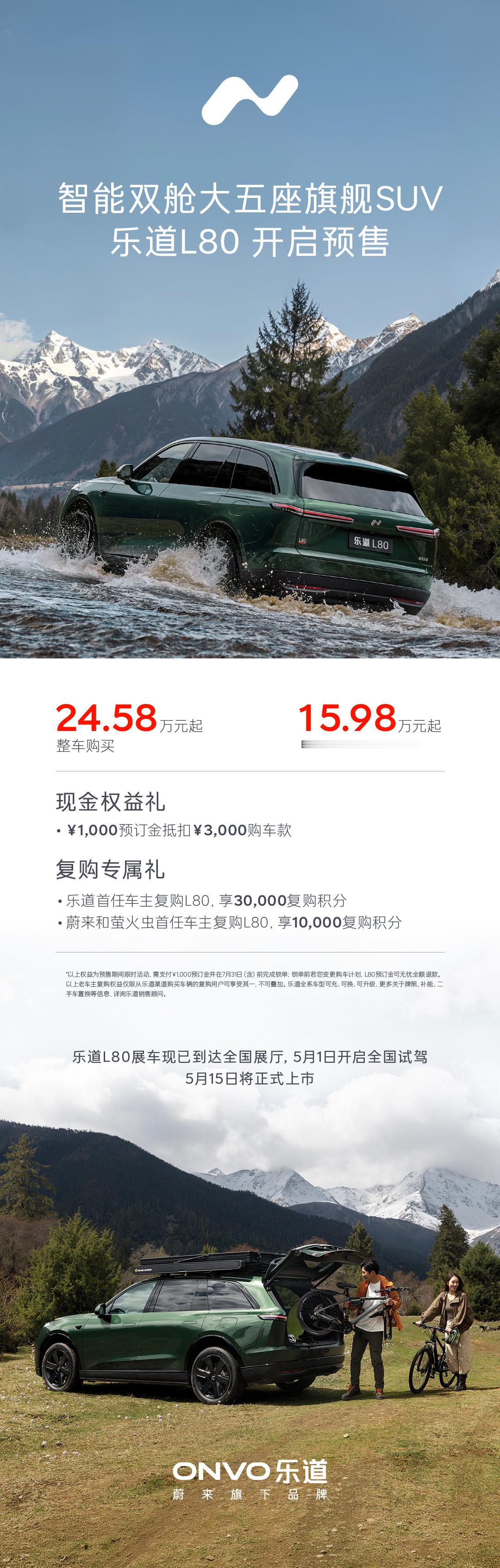 乐道L80双舱超级大五座乐道L80开启预售，这波真的太良心了！整车24.58万起