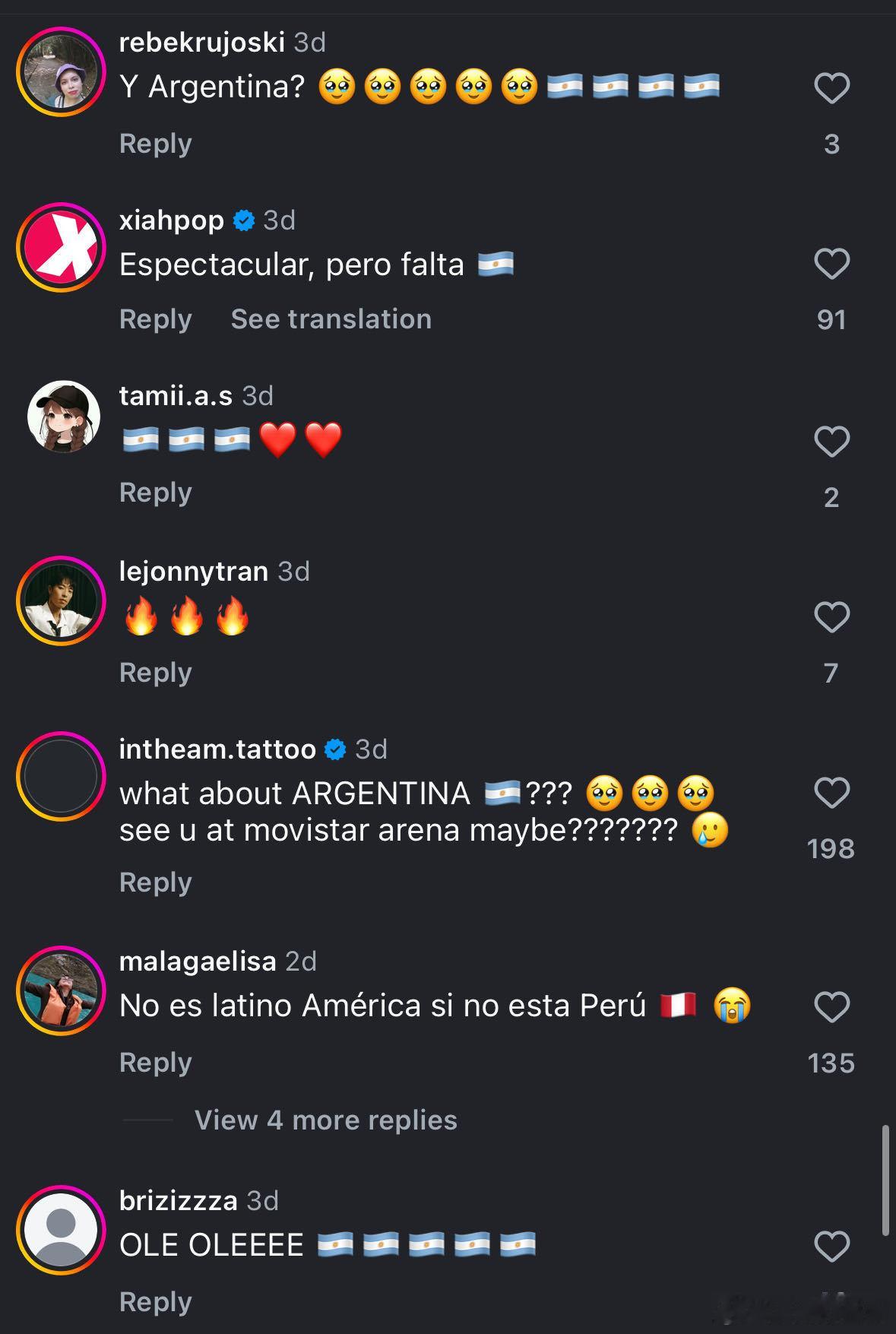 王嘉尔被动加入阿根廷队王嘉尔ig评论区变成许愿池了，各地都在求加场，阿根廷粉丝更