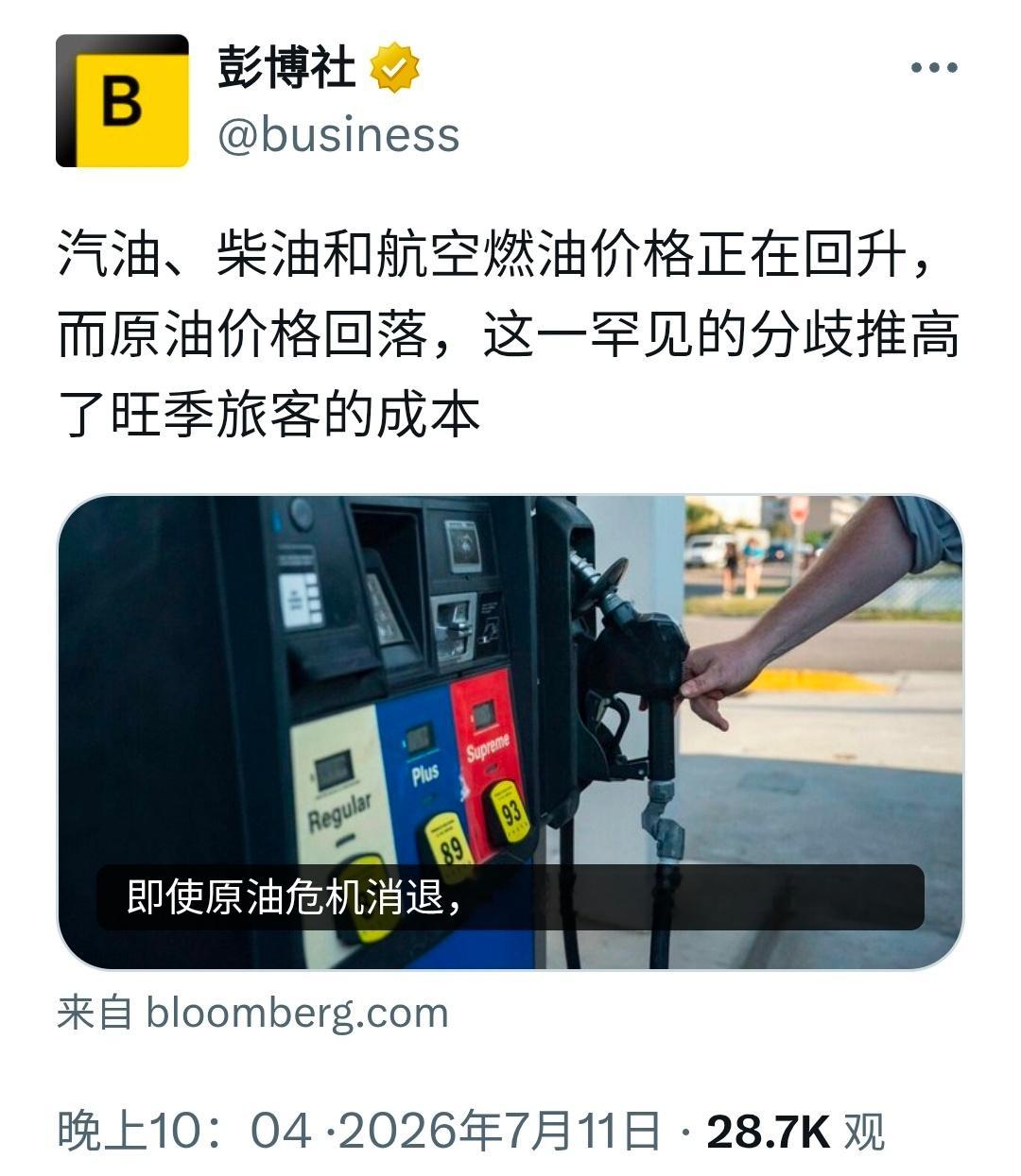 彭博社委婉的把它说是价格分歧，实际上承认了，国际油价有被人操纵的痕迹。再说一遍，