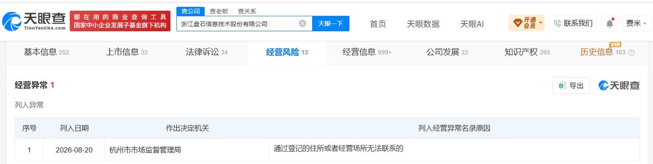 盘石集团近期已经营异常

盘石集团已被多次限消 田宁所持盘石集团全部股权已被冻结