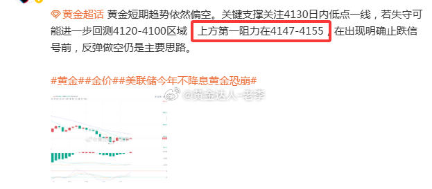 黄金 恭喜张先生跟紧老李实盘节奏，今日再斩2832刀 ！刚才老李明确给出4147