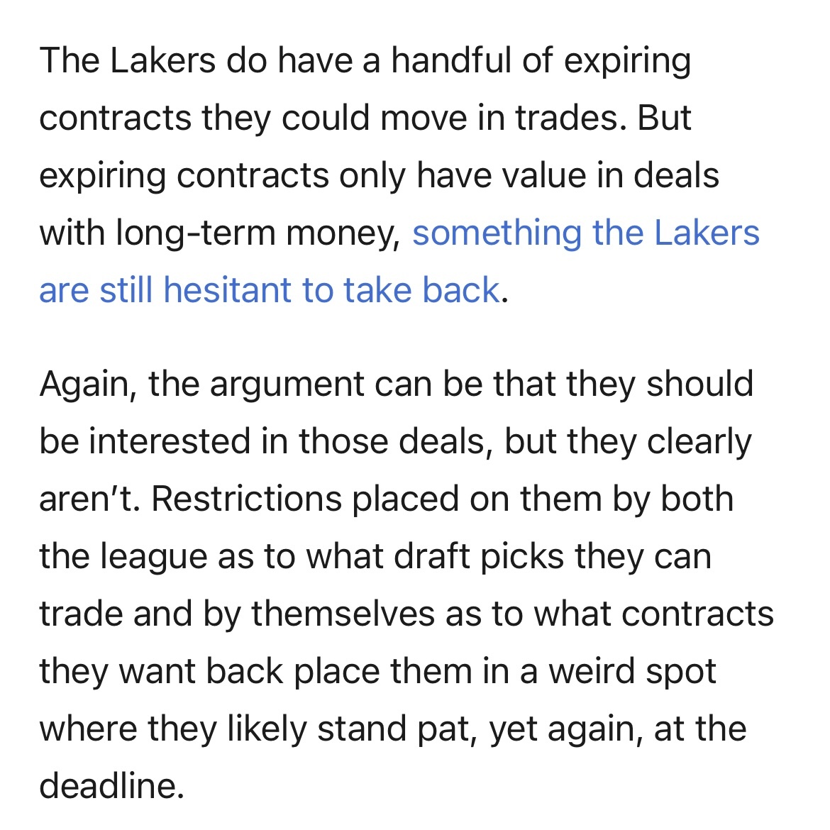 湖人记者Jacob Rude：湖人手中确实握有数份到期合同，可用于交易运作，但到