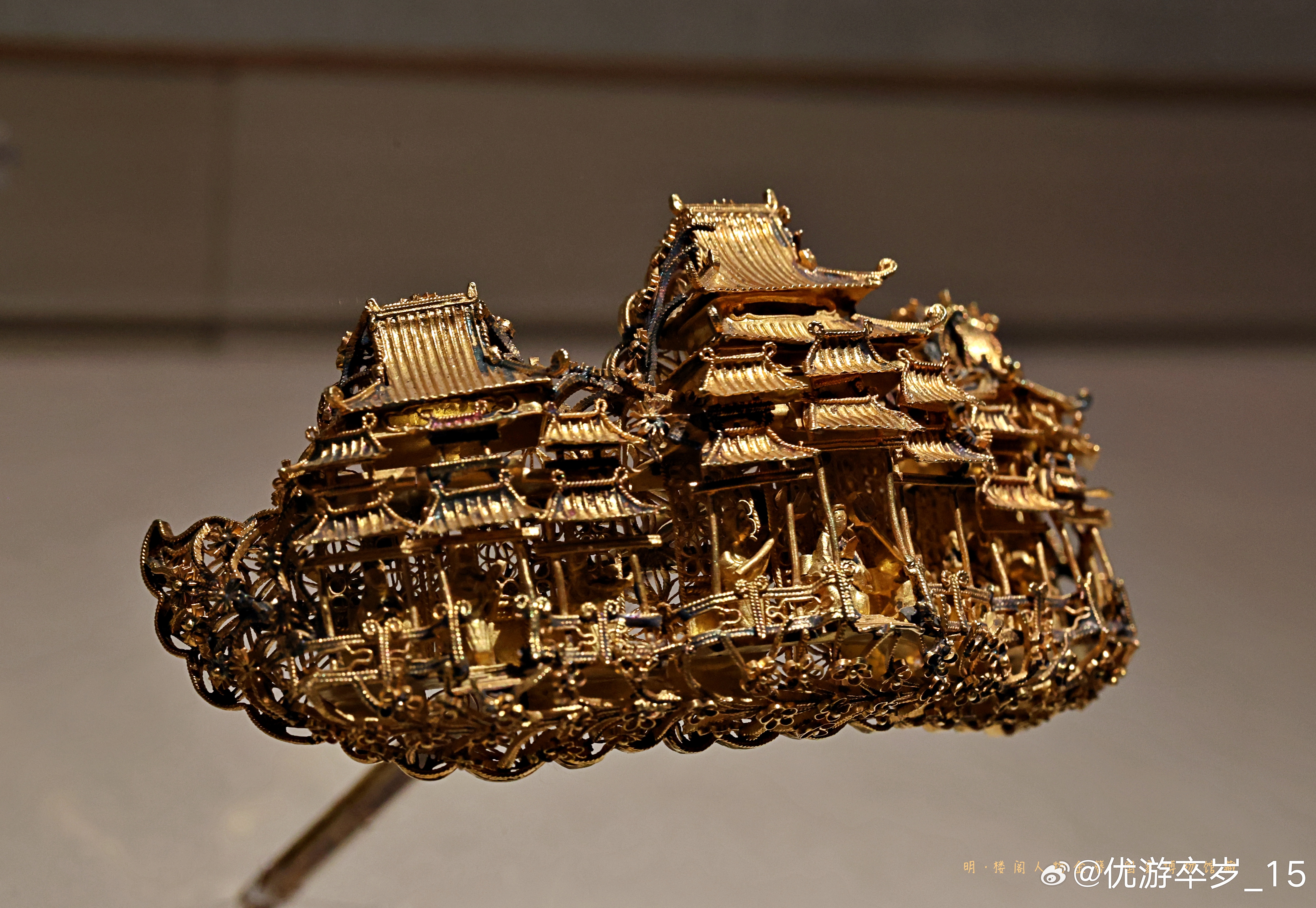 楼阁人物金簪明 （公元1368-1644年）国家博物馆藏1958年江西南城县益庄