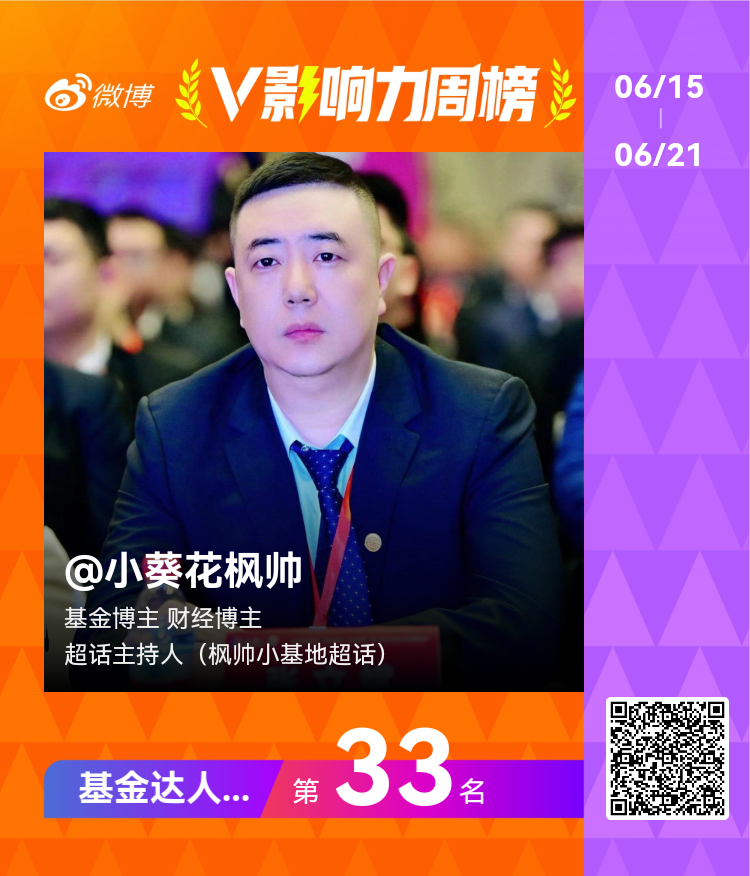 【V影响力榜 2026年第25周】「基金达人周榜」揭榜啦！恭喜获得榜单前三名。点