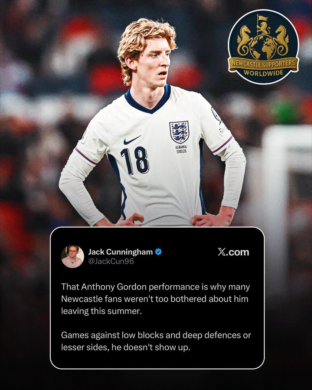 安东尼·戈登（Anthony Gordon）自加盟巴塞罗那以来，其世界杯征程的开