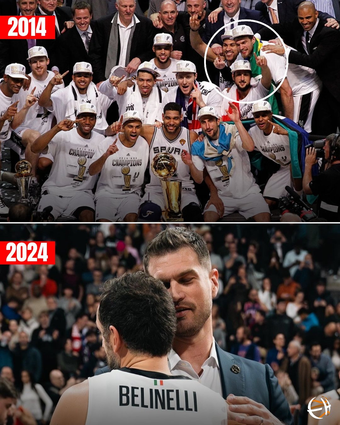 👀🏆 2014年贝里内利和斯普利特随马刺夺得 NBA总冠军🔥昨天，他们在巴