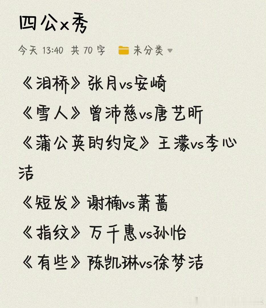 浪姐四公x秀人选根据最新一期小考分配猜测，感觉大差不差就这样了乘风2026｜ 