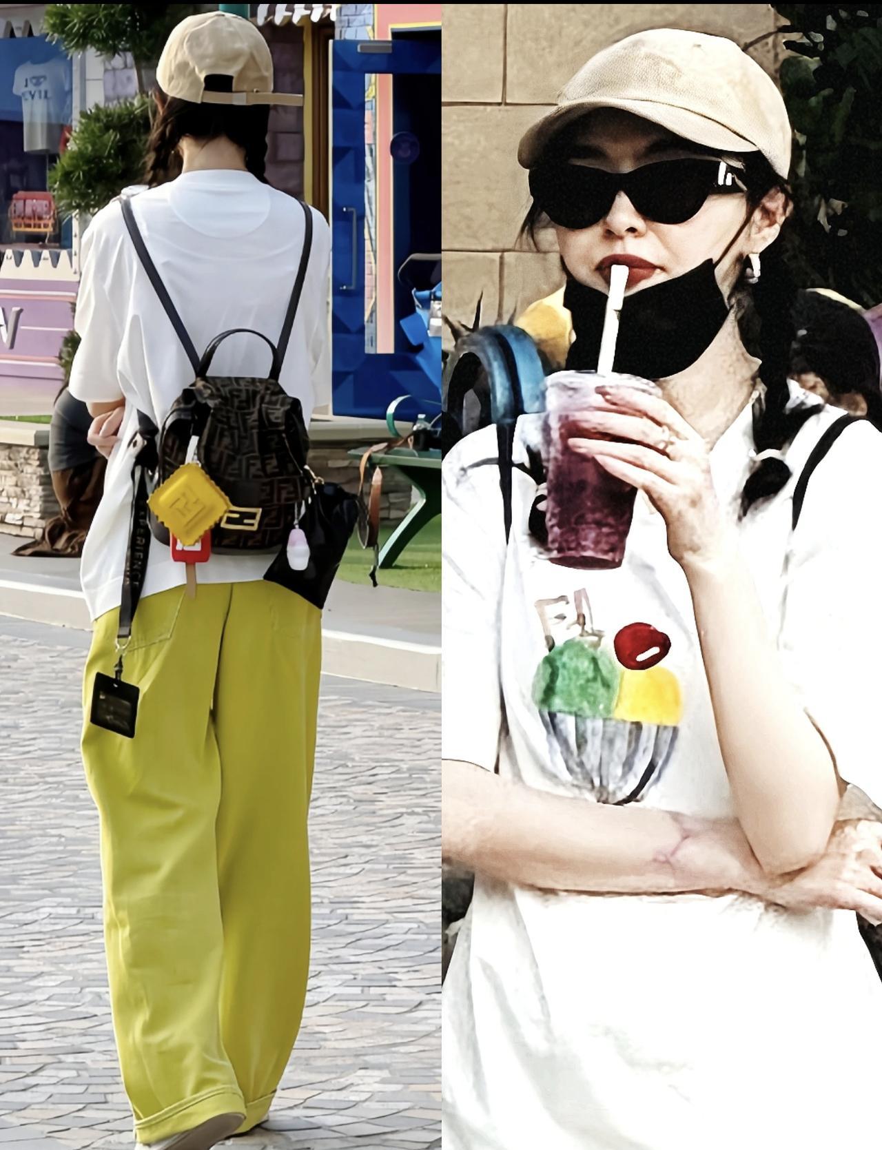 唐嫣机场被拍，她肩上那只巴掌大的黄色方块挂件，官网标价6050元——刚好是我爸在