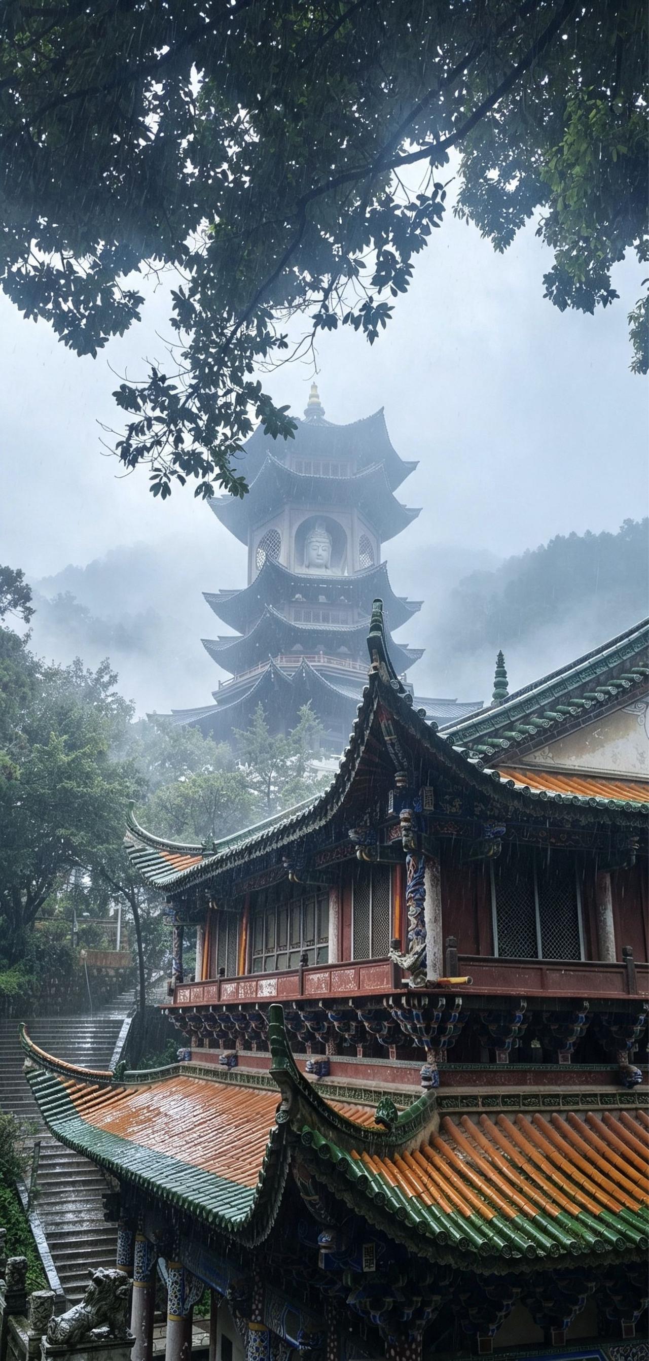 雨下的盘龙寺盘龙寺 古建筑美学