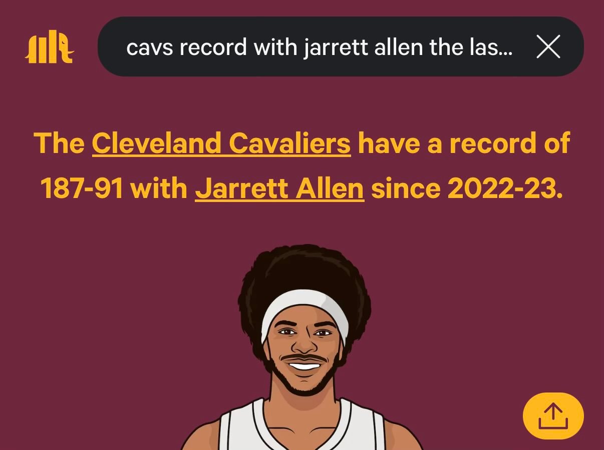 骑媒：“过去四个赛季，在没有阿伦的情况下，骑士队的战绩是 17 胜 19 负（胜