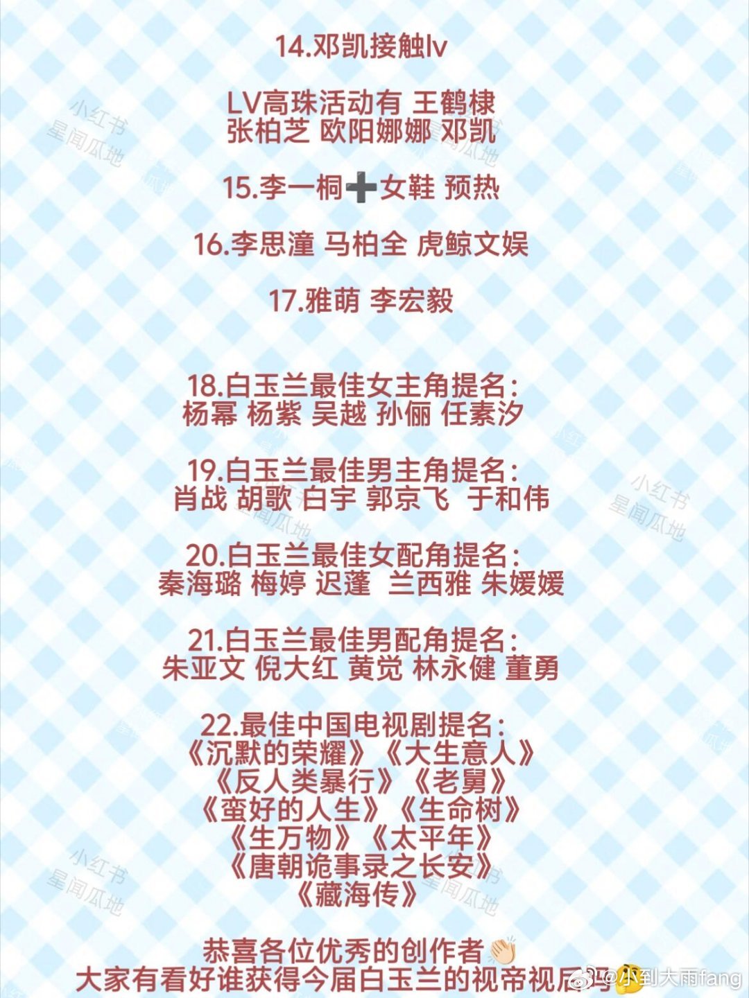5.26娱乐圈吃瓜汇总🍉1.肖战 超能洗衣液2.时代少年团 卡诗3.王俊凯 红