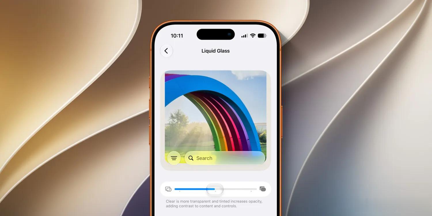 iOS 27对iPhone全系统通用的液态玻璃视觉设计进行细节优化，同时新增调节