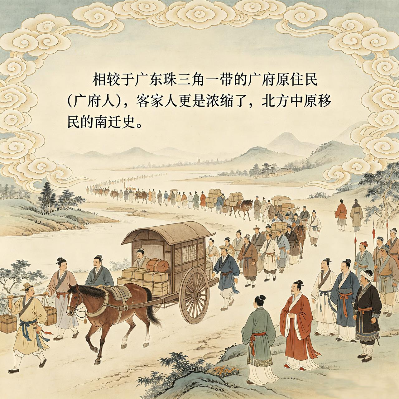 “客家人”与所谓“广府人”的基本区分是:“客家人”，保留中原河洛古风，为历代南迁