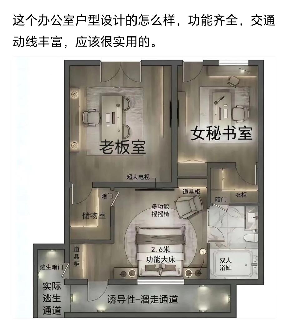 不得不说，这是穷人的想法！老板的办公室至于这样设计吗？[捂脸]