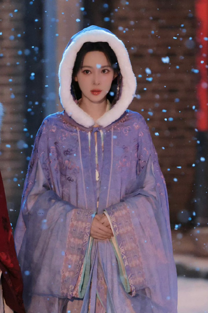 孟子义将门独后紫色披风造型孟子义将门独后雪夜造型 孟子义将门独后雪夜造型 