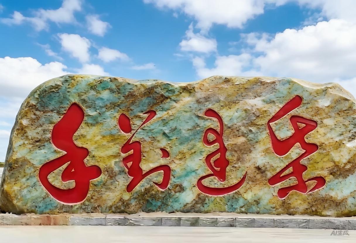 四字石刻难倒多少有才人。在蓝天白云下，一个大的青黄石上四个红漆大字的草书，让多少