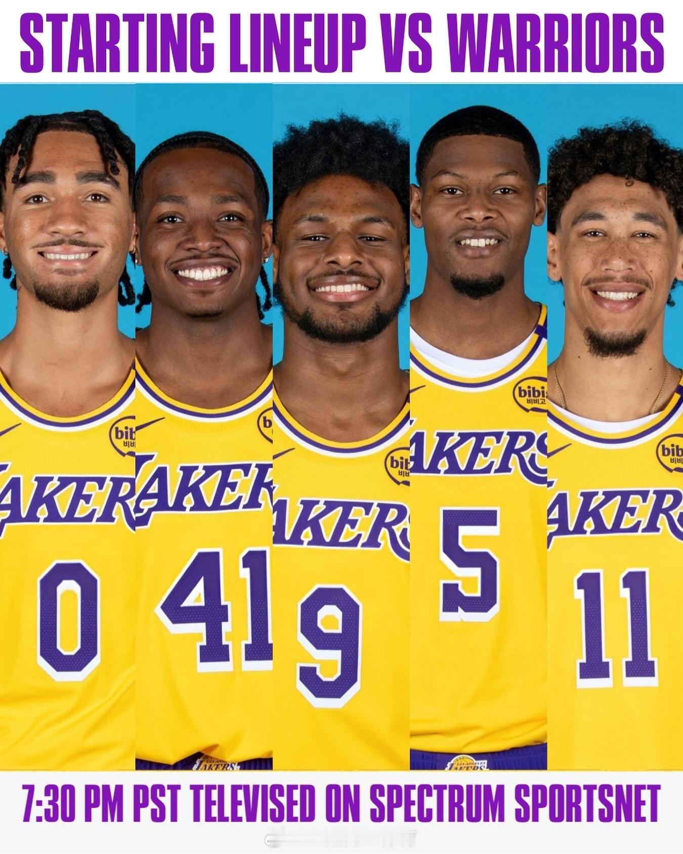 几个意思嘛？湖人今天对阵勇士的首发阵容Jalen Hood-SchifinoCa