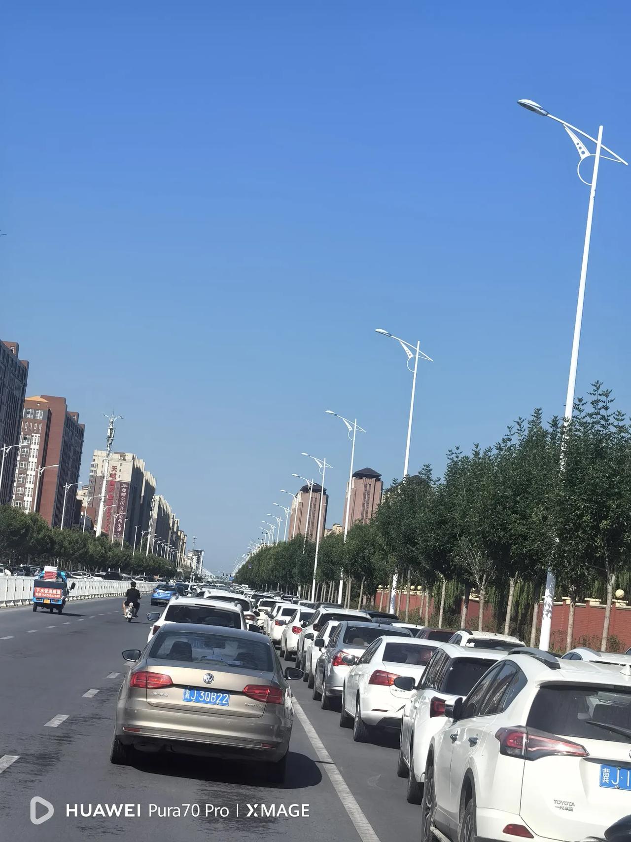 9月1日沧州一中新生入学，骑行路过劝学路，目睹这一壮观的场面，送新生的车辆停满学