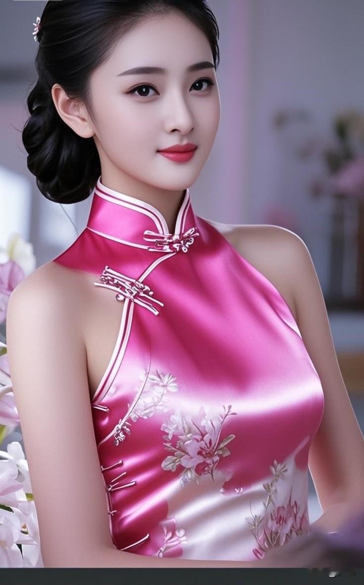 粉嫩旗袍，温婉动人，尽显东方韵味！🌸💕